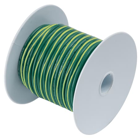 Ancor Primary Wire, Marine, 10 AWG, 1C C, Green with Yellow Stripe, Vinyl, Stranded, 600V, 25 ft. 109302
